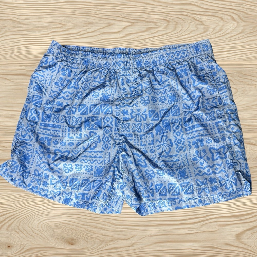 Urban Outfitters Men's XL Blue Tropical Print Swim Trunks No Mesh Beach Shorts